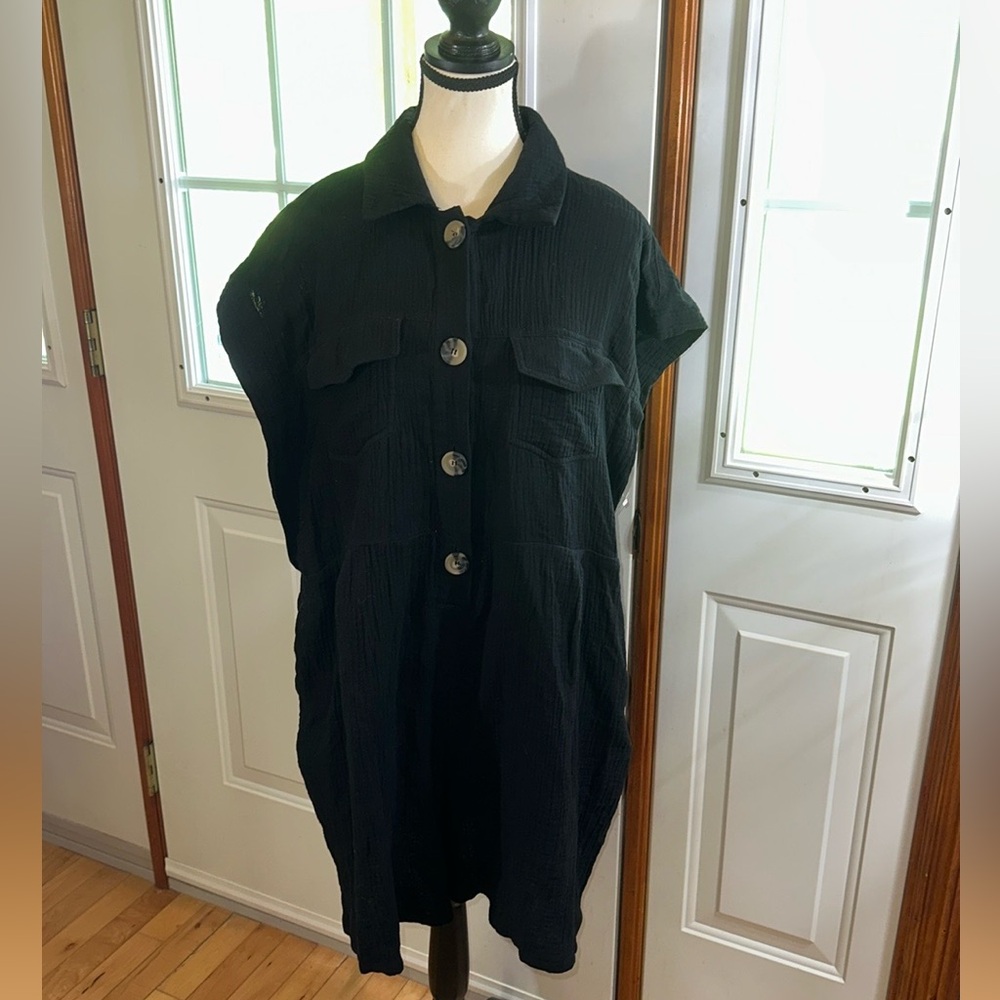 Madison The Label Black Button-Up Romper